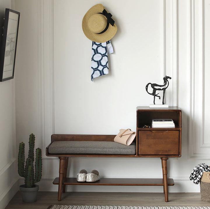 Anne Hallway Bench Solid Wood Walnut