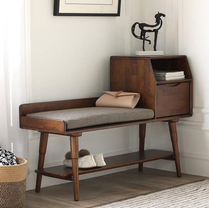 Anne Hallway Bench Solid Wood Walnut