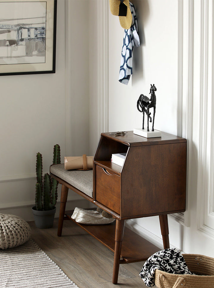 Anne Hallway Bench Solid Wood Walnut