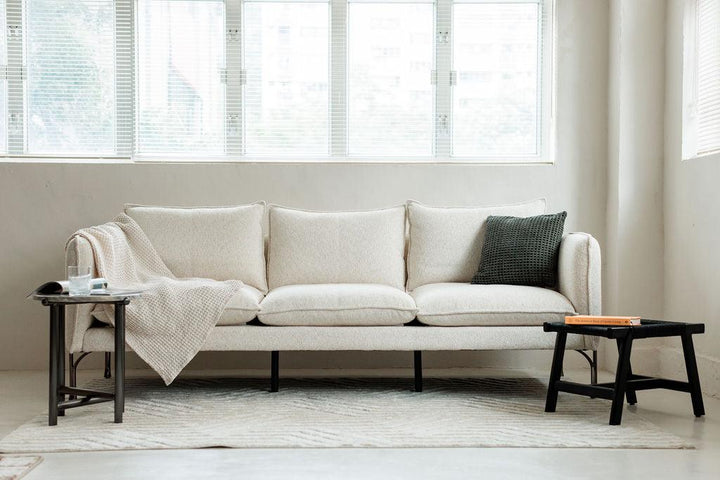 Gaston 3-Seater Sofa in white fabric at showroom