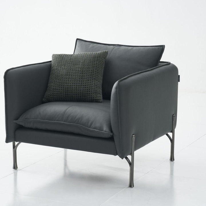 Gaston 1-Seater Sofa in grey leather