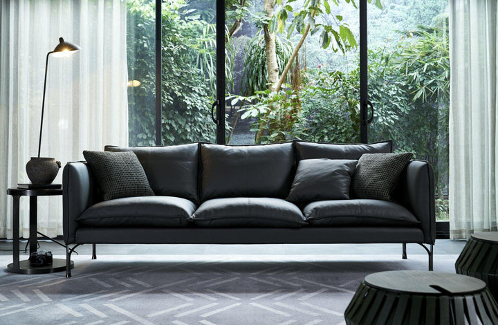 Gaston 3-Seater Sofa in black leather