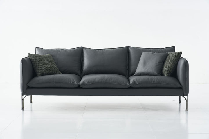 Gaston Sofa 3-Seater in grey leather