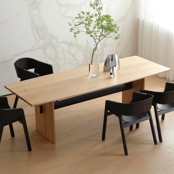 Zion Dining Table with black dining chairs